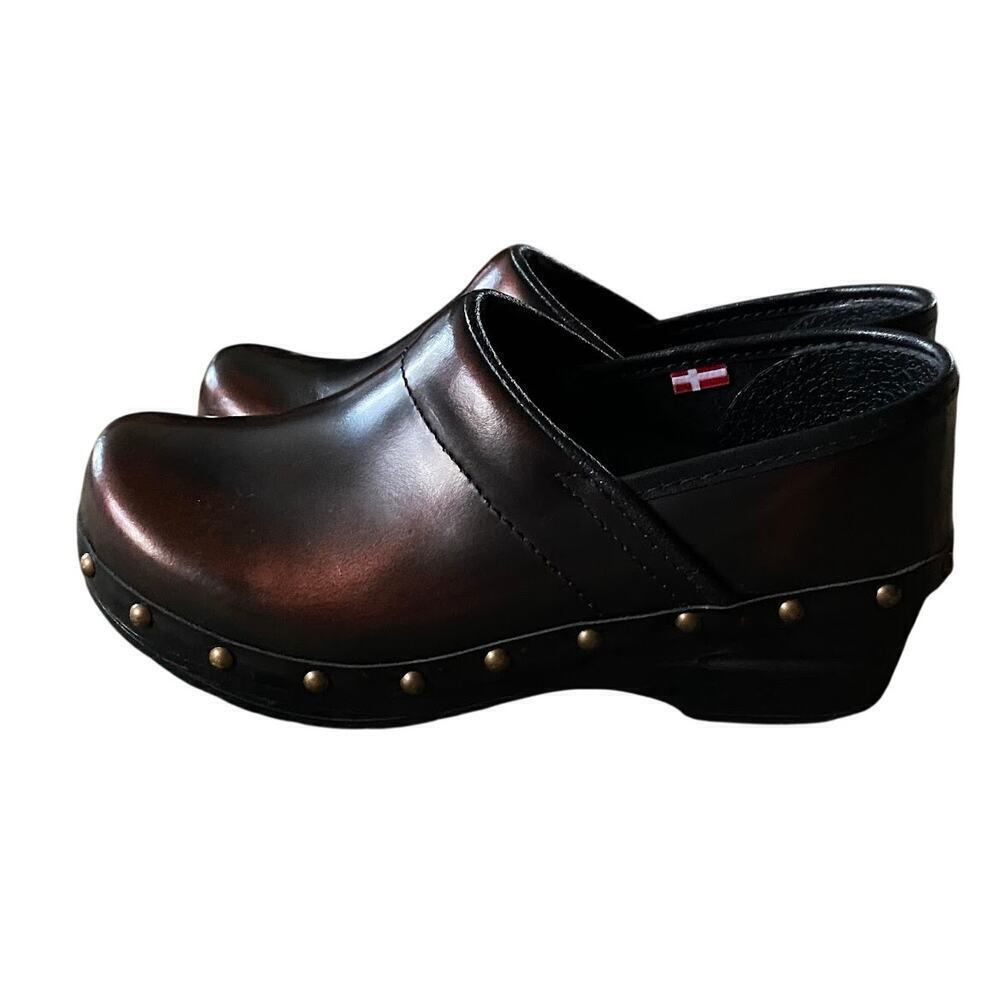 Sanita Clogs Womens Bronze Black Leather Slip-Ons Size EU 35 US4 Nurse Shoes - Picture 9 of 12